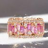 Rose Gold Baguette Pink Sapphire Wedding Band - 12.50 CT. TW.