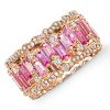 Rose Gold Baguette Pink Sapphire Wedding Band - 12.50 CT. TW.
