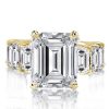Emerald Engagement Ring - 18K Gold Plated Sterling Silver Statement Ring