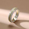 Triple Row Cubic Zirconia Wedding Band in Sterling Silver
