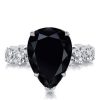 9.84 CTW Pear Cut Black Sapphire Bridal Set in Rhodium Plated Sterling Silver