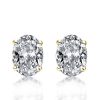 18K Gold Plated Sterling Silver Oval Cut Solitaire Stud Earrings for Women