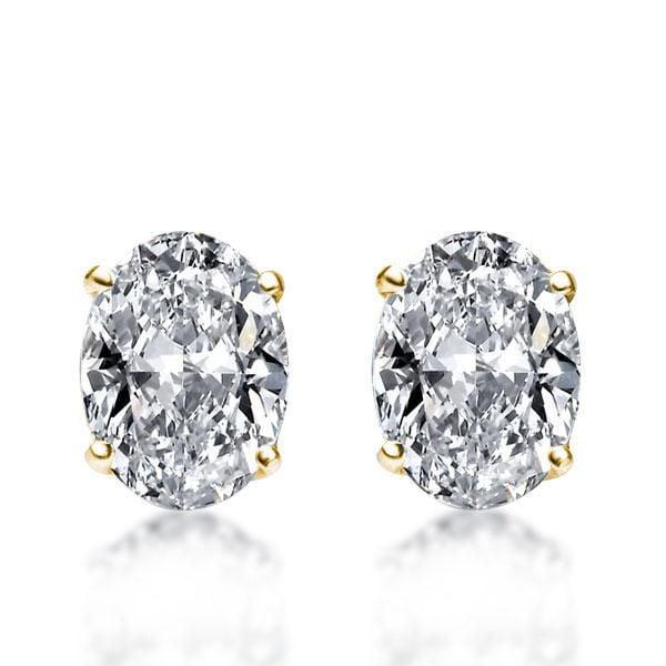 18K Gold Plated Sterling Silver Oval Cut Solitaire Stud Earrings for Women