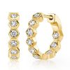 Sterling Silver Honeycomb Hoop Earrings | Round Cut Dangle Earrings for Women