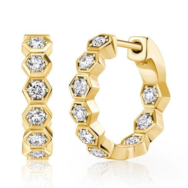 Sterling Silver Honeycomb Hoop Earrings | Round Cut Dangle Earrings for Women