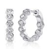 Sterling Silver Honeycomb Hoop Earrings | Round Cut Dangle Earrings for Women