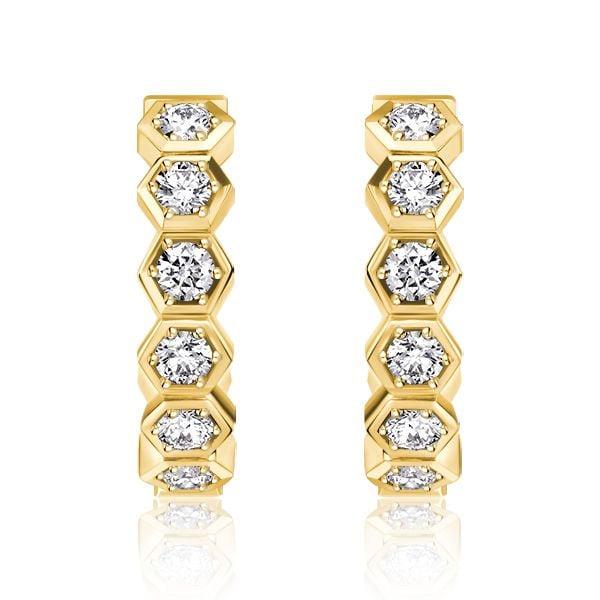 Sterling Silver Honeycomb Hoop Earrings | Round Cut Dangle Earrings for Women
