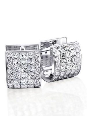 Sterling Silver Diamond Hoop Earrings - 2.00 CT. TW.
