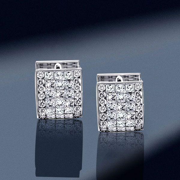 Sterling Silver Diamond Hoop Earrings - 2.00 CT. TW.