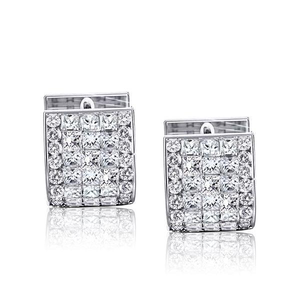 Sterling Silver Diamond Hoop Earrings - 2.00 CT. TW.
