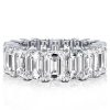 Emerald & White Sapphire Eternity Wedding Band in Sterling Silver (8.15 CT. TW.)