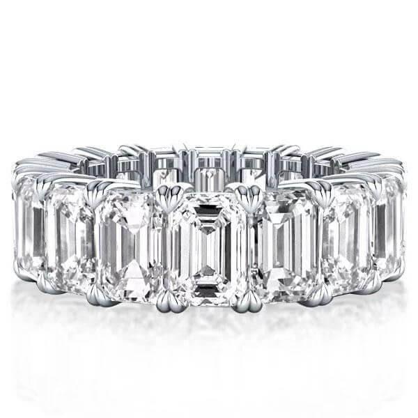 Emerald & White Sapphire Eternity Wedding Band in Sterling Silver (8.15 CT. TW.)