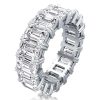 Emerald & White Sapphire Eternity Wedding Band in Sterling Silver (8.15 CT. TW.)