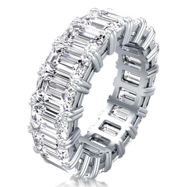 Emerald & White Sapphire Eternity Wedding Band in Sterling Silver (8.15 CT. TW.)