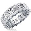 Emerald & White Sapphire Eternity Wedding Band in Sterling Silver (8.15 CT. TW.)