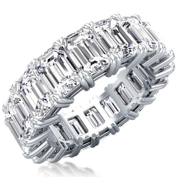 Emerald & White Sapphire Eternity Wedding Band in Sterling Silver (8.15 CT. TW.)