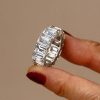 Emerald & White Sapphire Eternity Wedding Band in Sterling Silver (8.15 CT. TW.)