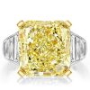 Radiant Cut Yellow Sapphire Engagement Ring in Two Tone Sterling Silver