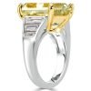 Radiant Cut Yellow Sapphire Engagement Ring in Two Tone Sterling Silver