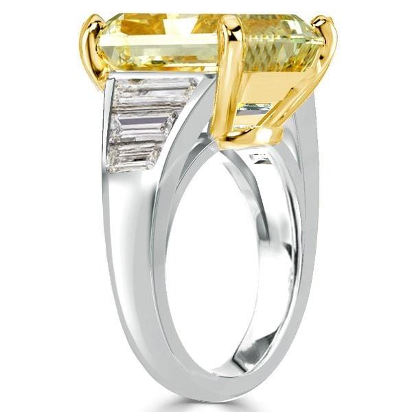 Radiant Cut Yellow Sapphire Engagement Ring in Two Tone Sterling Silver