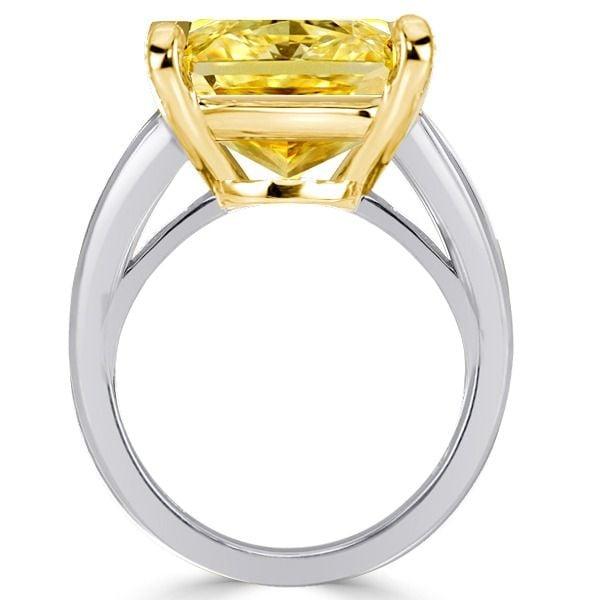 Radiant Cut Yellow Sapphire Engagement Ring in Two Tone Sterling Silver