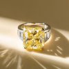 Radiant Cut Yellow Sapphire Engagement Ring in Two Tone Sterling Silver