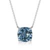 Cushion Cut Blue Topaz Solitaire Pendant Necklace in Sterling Silver