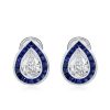 Fashion Halo Pear Bezel Set Stud Earrings in 925 Sterling Silver (5.00 CT. TW.)