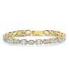 18K Gold Plated Sterling Silver Tennis Bracelet with Alternating Oval and Emerald Cut Stones