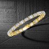 18K Gold Plated Sterling Silver Tennis Bracelet with Alternating Oval and Emerald Cut Stones