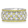 Eternity Multi Row Band Ring with Yellow Topaz and White Sapphire in Sterling Silver