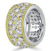Eternity Multi Row Band Ring with Yellow Topaz and White Sapphire in Sterling Silver