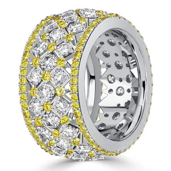 Eternity Multi Row Band Ring with Yellow Topaz and White Sapphire in Sterling Silver
