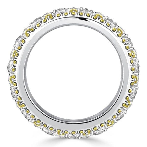 Eternity Multi Row Band Ring with Yellow Topaz and White Sapphire in Sterling Silver