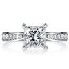 Princess Cut Solitaire Engagement Ring - 925 Sterling Silver, 2.0 CT Center Stone
