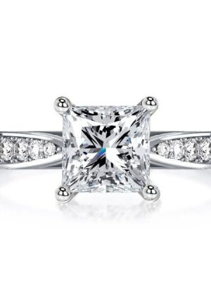 Princess Cut Solitaire Engagement Ring - 925 Sterling Silver, 2.0 CT Center Stone