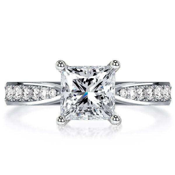 Princess Cut Solitaire Engagement Ring - 925 Sterling Silver, 2.0 CT Center Stone
