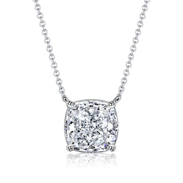 Cushion Cut Solitaire Necklace & Stud Earrings Set - Sterling Silver