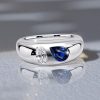 Toi Et Moi Sterling Silver Ring with Oval & Pear Cut White and Blue Sapphire