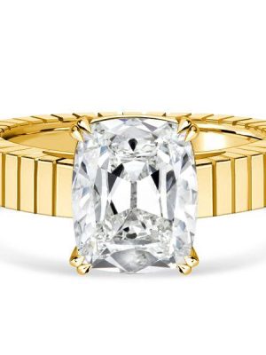 Cathedral Cushion Cut 4.0 CT. TW Engagement Ring - 18K Gold Plated Sterling Silver Promise Ring