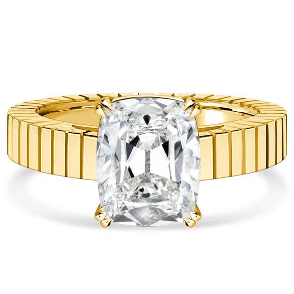 Cathedral Cushion Cut 4.0 CT. TW Engagement Ring - 18K Gold Plated Sterling Silver Promise Ring