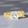 Cathedral Cushion Cut 4.0 CT. TW Engagement Ring - 18K Gold Plated Sterling Silver Promise Ring