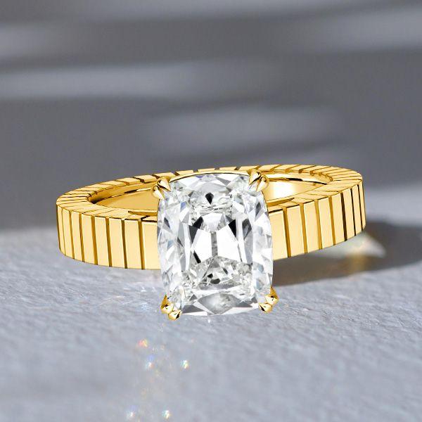 Cathedral Cushion Cut 4.0 CT. TW Engagement Ring - 18K Gold Plated Sterling Silver Promise Ring