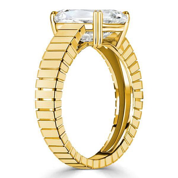 Cathedral Cushion Cut 4.0 CT. TW Engagement Ring - 18K Gold Plated Sterling Silver Promise Ring