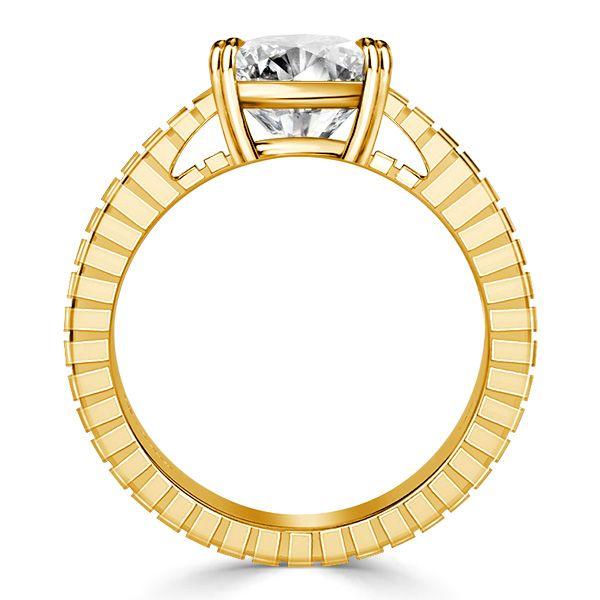 Cathedral Cushion Cut 4.0 CT. TW Engagement Ring - 18K Gold Plated Sterling Silver Promise Ring