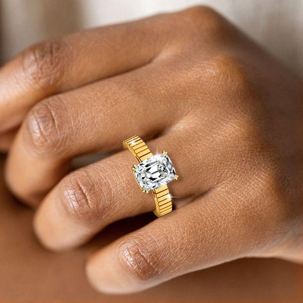 Cathedral Cushion Cut 4.0 CT. TW Engagement Ring - 18K Gold Plated Sterling Silver Promise Ring