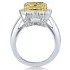 Two Tone Halo Engagement Ring with 6.38 CT. Yellow Sapphire in Sterling Silver