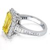 Two Tone Halo Engagement Ring with 6.38 CT. Yellow Sapphire in Sterling Silver