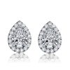 Halo Pear Stud Earrings - Created White Sapphire, Sterling Silver