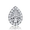 Halo Pear Stud Earrings - Created White Sapphire, Sterling Silver